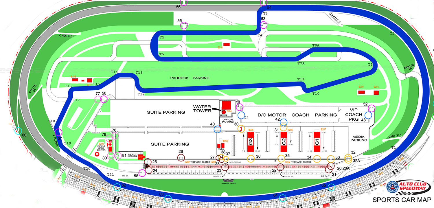 Sports car map for Auto Club Speedway Fontana or 