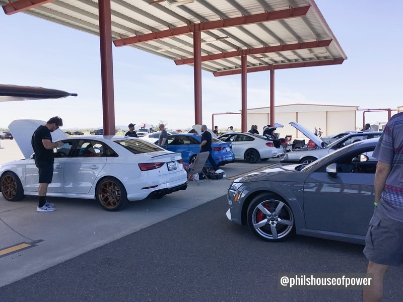 Audi RS3 and TT RS cooling down to go race again at No Fly Zone